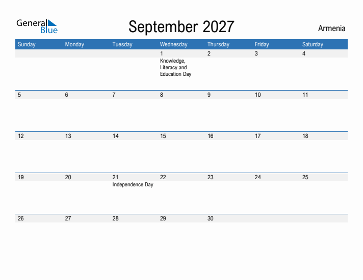 Fillable September 2027 Calendar