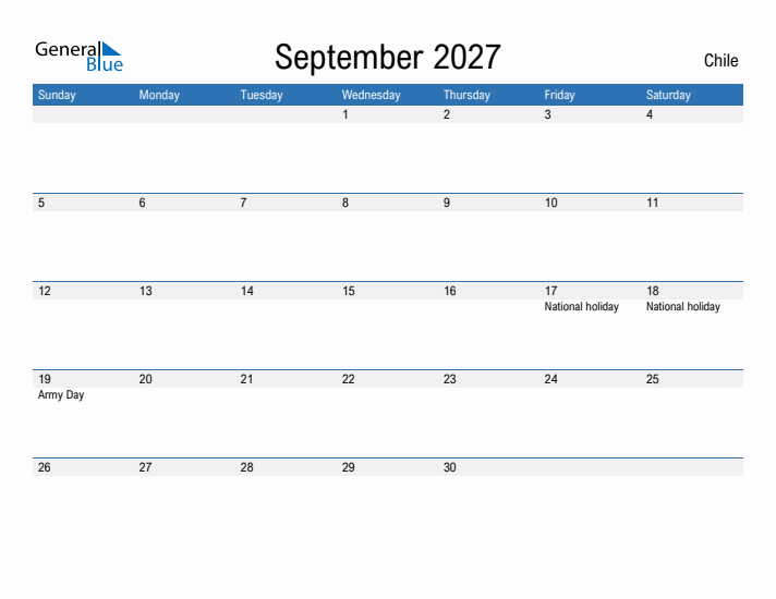 Fillable September 2027 Calendar