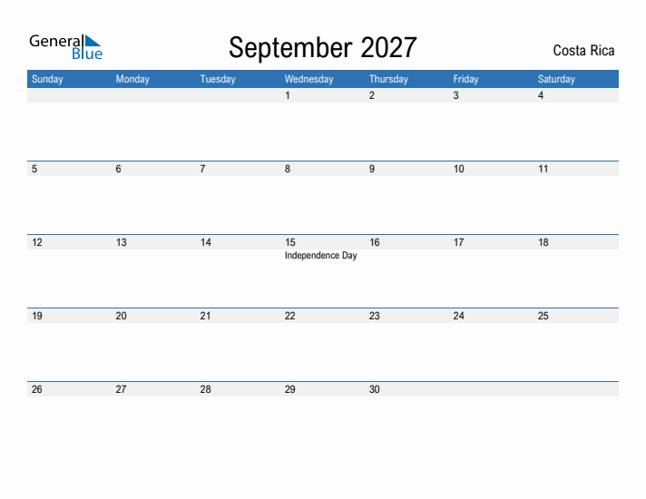 Fillable September 2027 Calendar