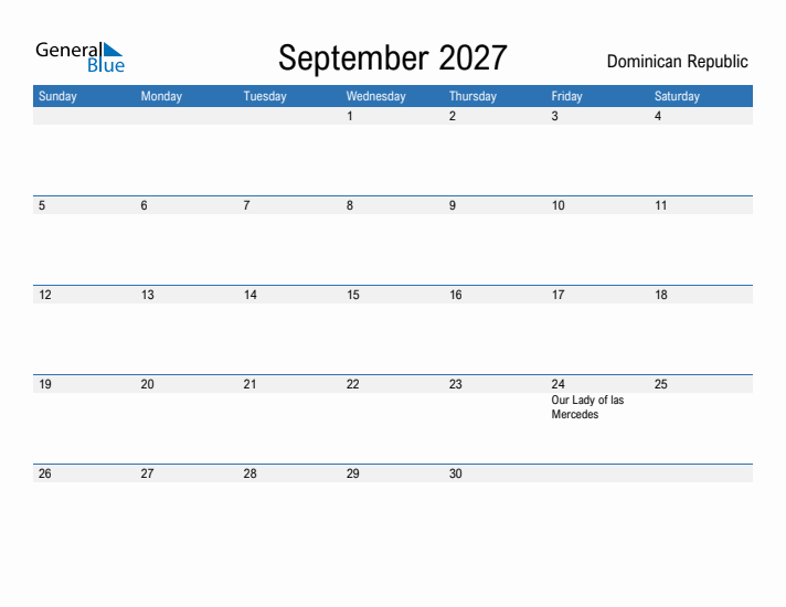 Fillable September 2027 Calendar