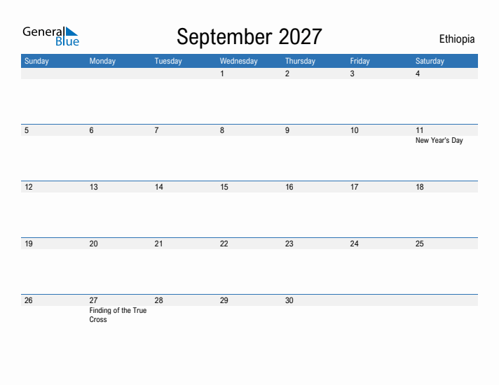 Fillable September 2027 Calendar