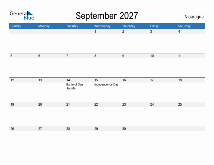 Fillable September 2027 Calendar