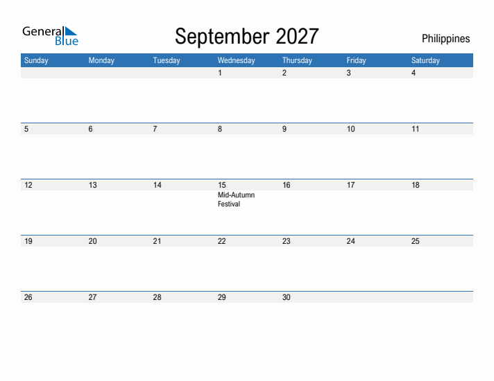 Fillable September 2027 Calendar