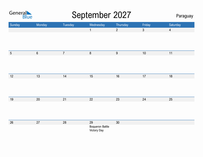 Fillable September 2027 Calendar