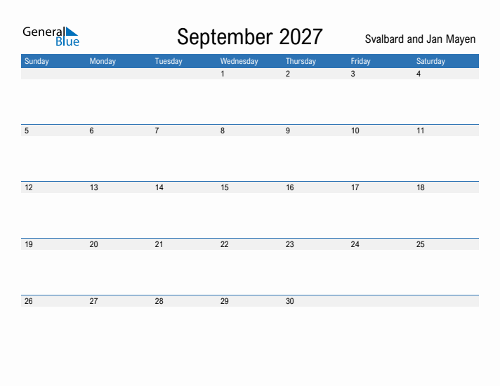 Fillable September 2027 Calendar