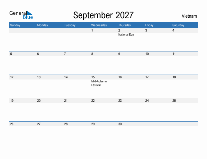 Fillable September 2027 Calendar