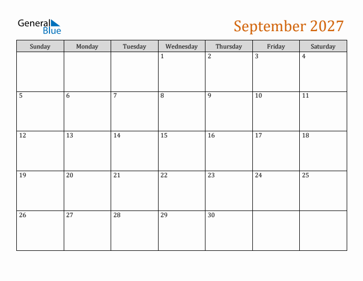 Editable September 2027 Calendar