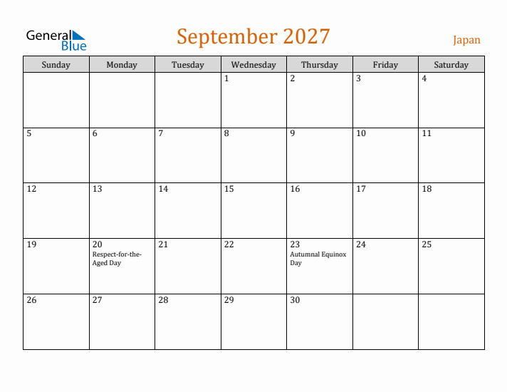 September 2027 Holiday Calendar with Sunday Start