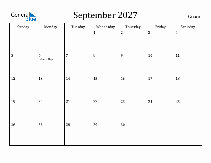 September 2027 Calendar Guam