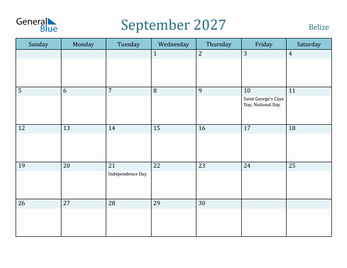 September 2027 Calendar with Holidays