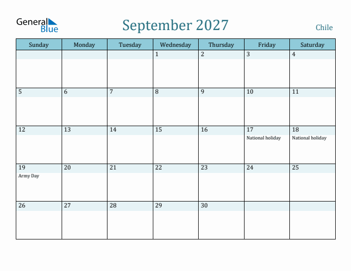 September 2027 Calendar with Holidays