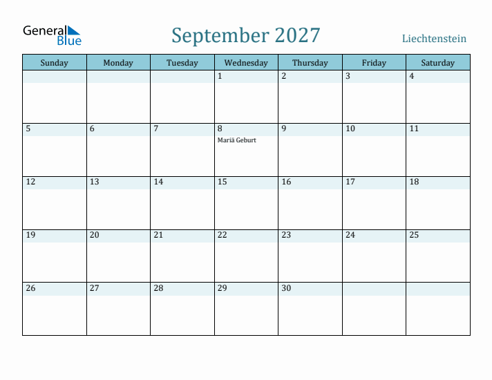 September 2027 Calendar with Holidays