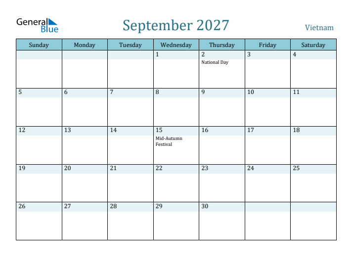 September 2027 Calendar with Holidays