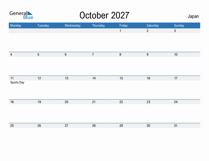 Fillable October 2027 Calendar