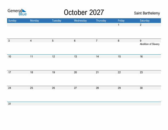 Fillable October 2027 Calendar