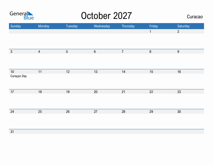 Fillable October 2027 Calendar