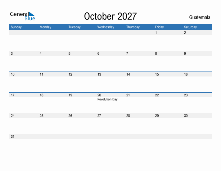 Fillable October 2027 Calendar