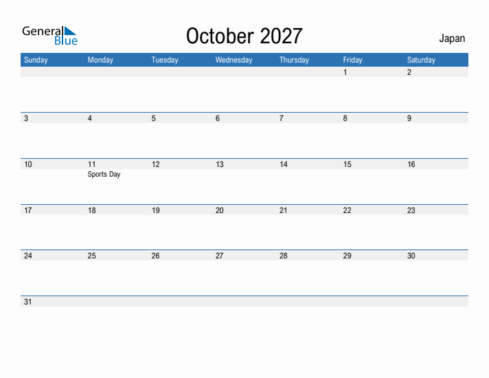 Fillable October 2027 Calendar