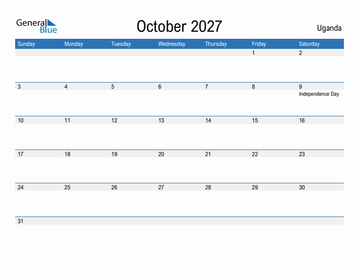 Fillable October 2027 Calendar