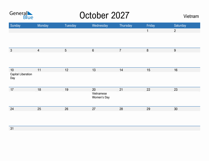 Fillable October 2027 Calendar