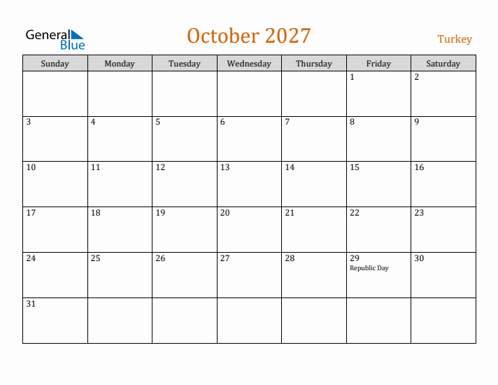 October 2027 Holiday Calendar with Sunday Start