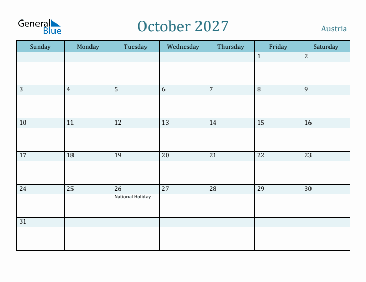 October 2027 Calendar with Holidays