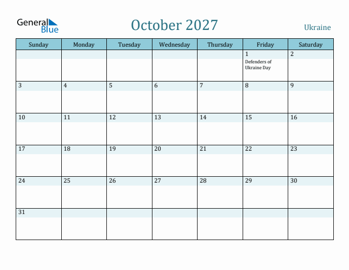 October 2027 Calendar with Holidays