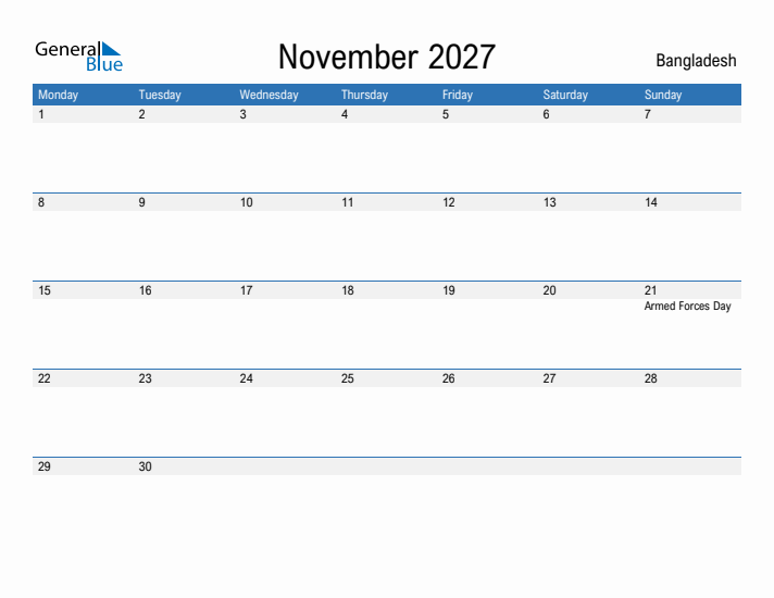 Fillable November 2027 Calendar