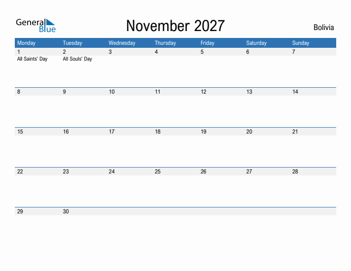 Fillable November 2027 Calendar