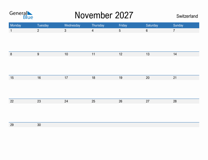 Fillable November 2027 Calendar