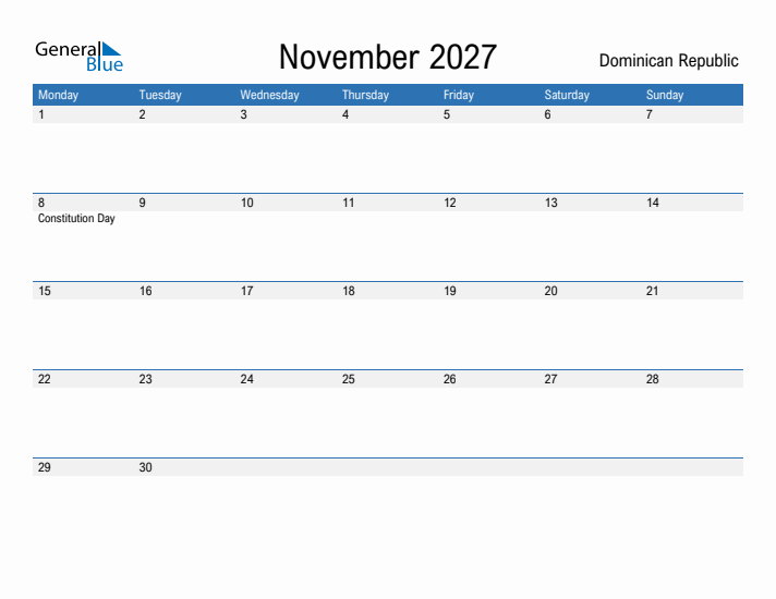 Fillable November 2027 Calendar