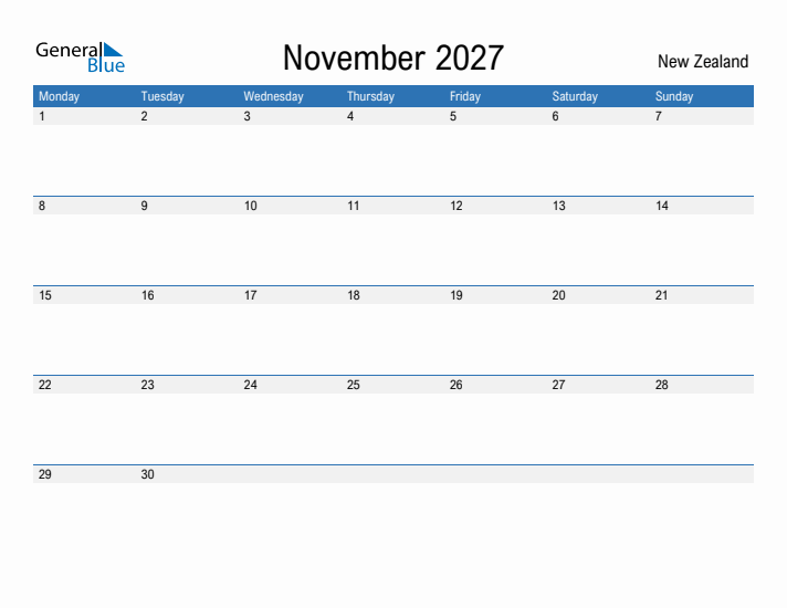 Fillable November 2027 Calendar