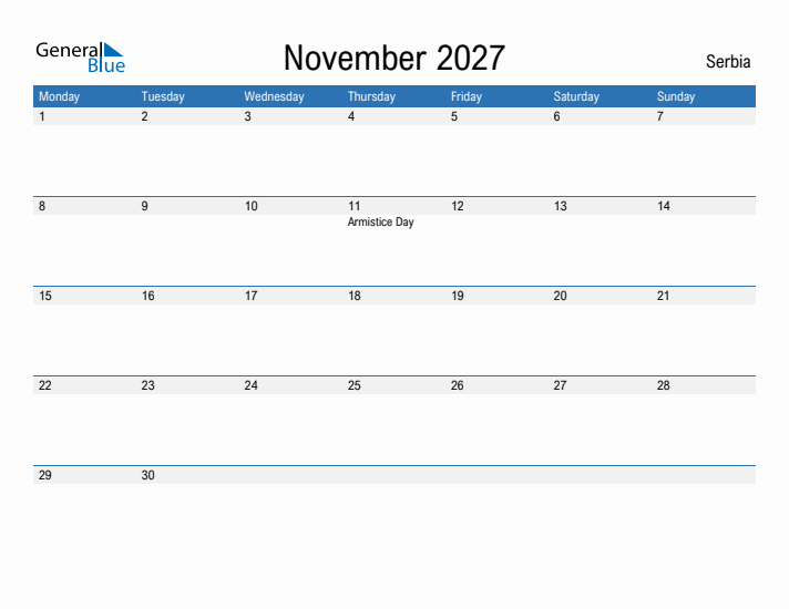 Fillable November 2027 Calendar