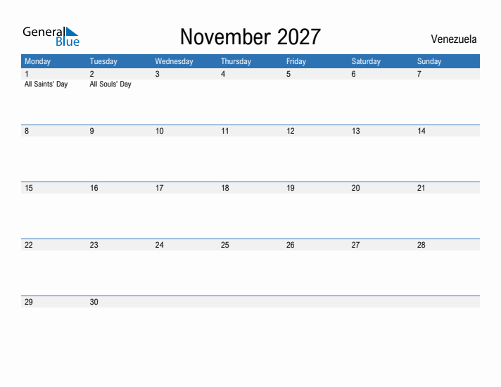 Fillable November 2027 Calendar