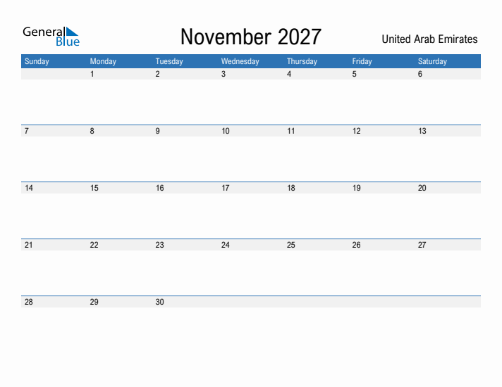 Fillable November 2027 Calendar