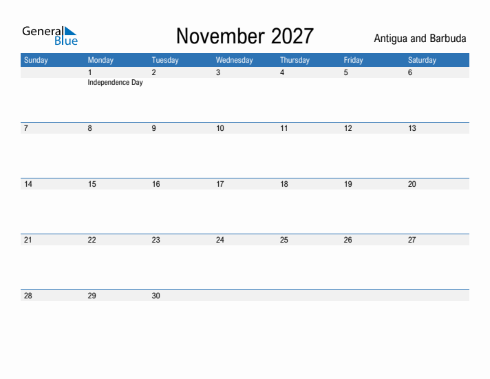 Fillable November 2027 Calendar