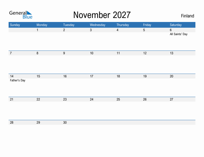 Fillable November 2027 Calendar