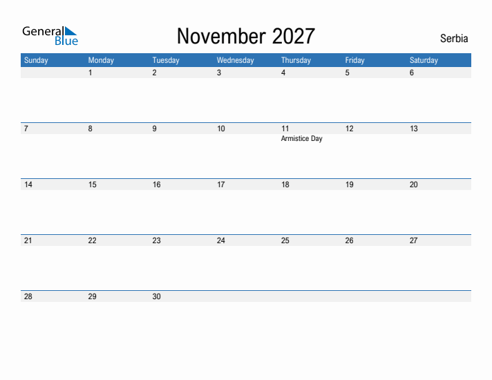 Fillable November 2027 Calendar