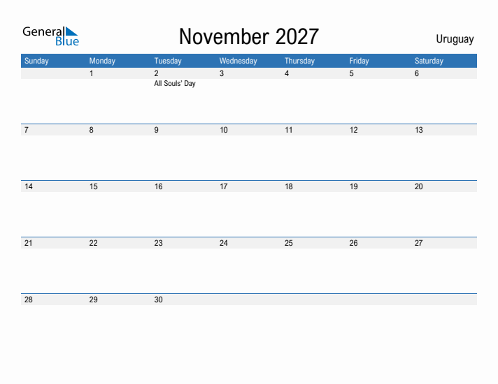 Fillable November 2027 Calendar