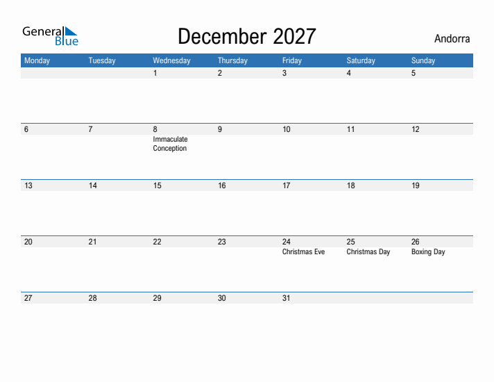 Fillable December 2027 Calendar