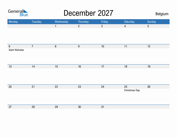 Fillable December 2027 Calendar