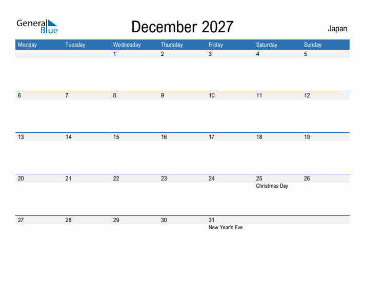 Fillable December 2027 Calendar