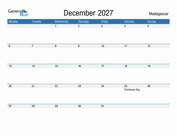 Fillable December 2027 Calendar