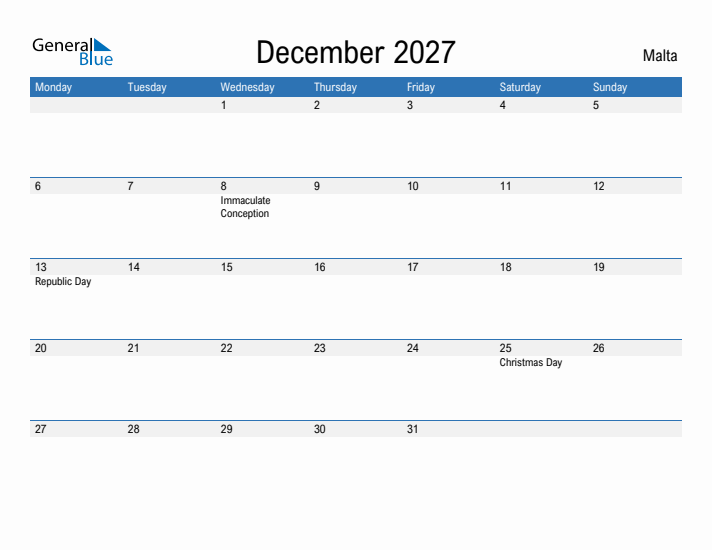 Fillable December 2027 Calendar