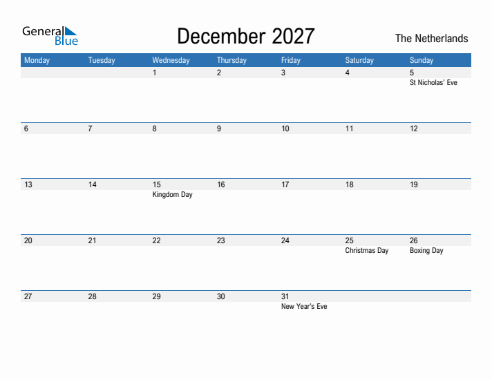 Fillable December 2027 Calendar