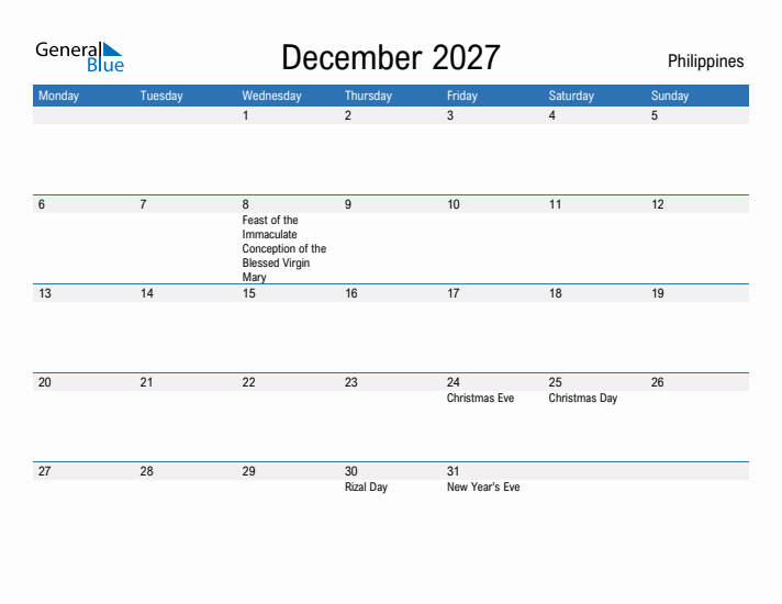 Fillable December 2027 Calendar