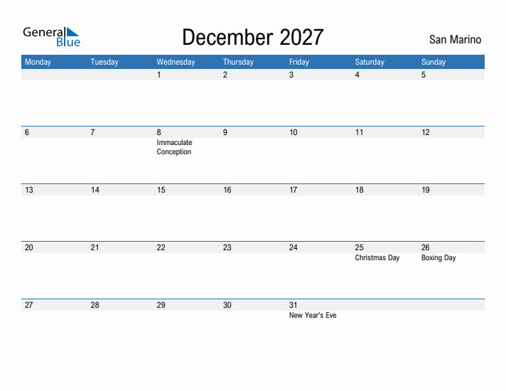 Fillable December 2027 Calendar