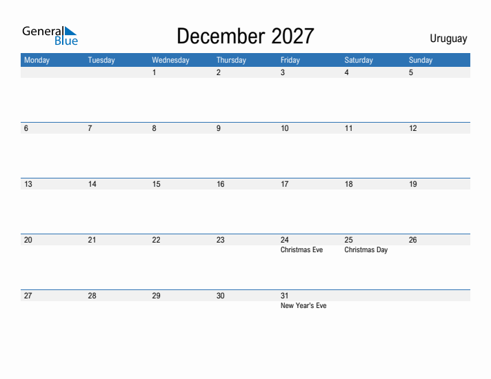 Fillable December 2027 Calendar