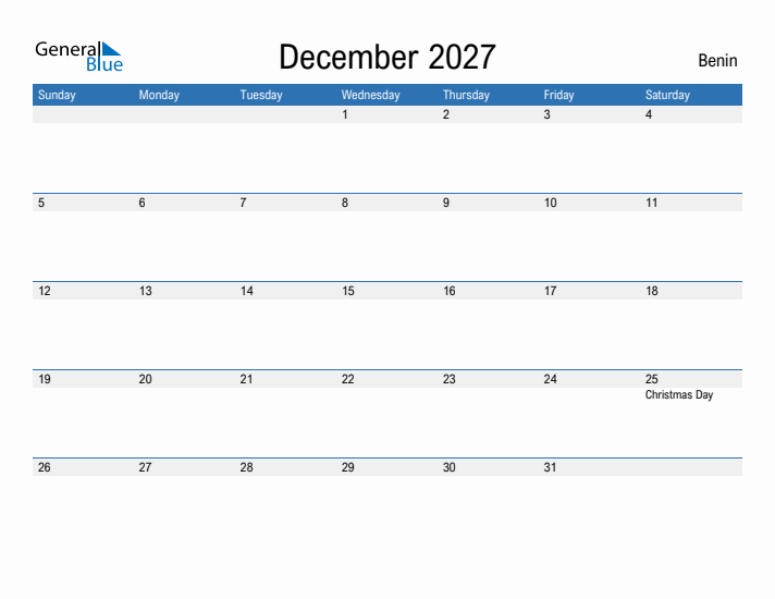 Fillable December 2027 Calendar