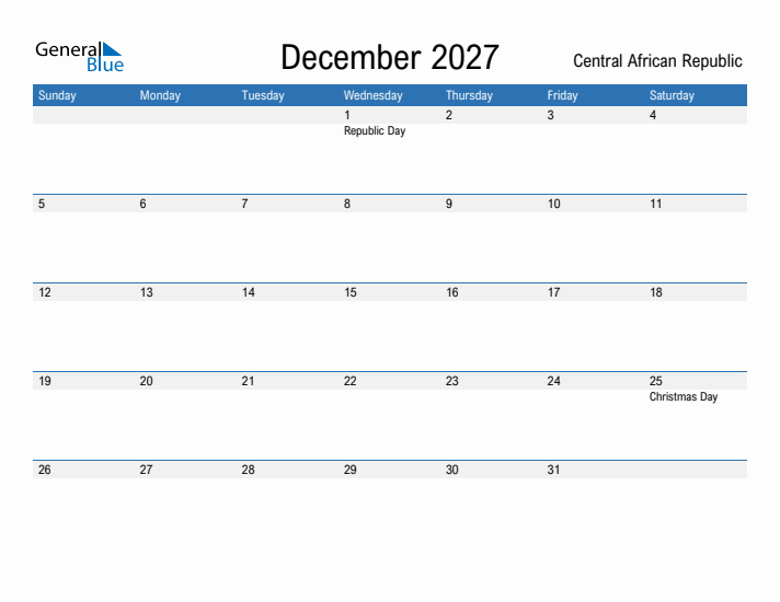 Fillable December 2027 Calendar